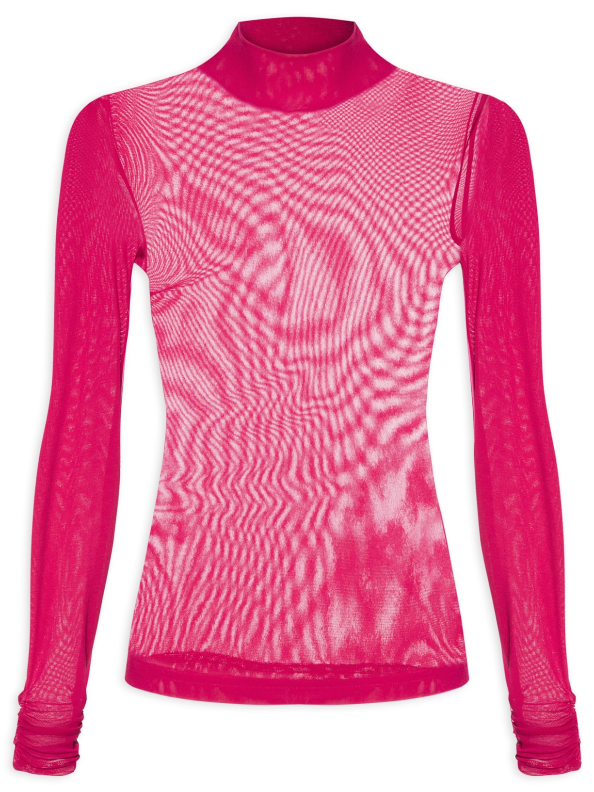 Blusa Feminina Tule Manga Longa Franzida - Vermelho