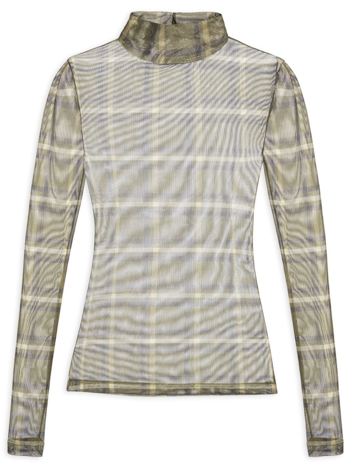 Blusa Feminina Tule Manga Longa Xadrez Verde Animale Jeans