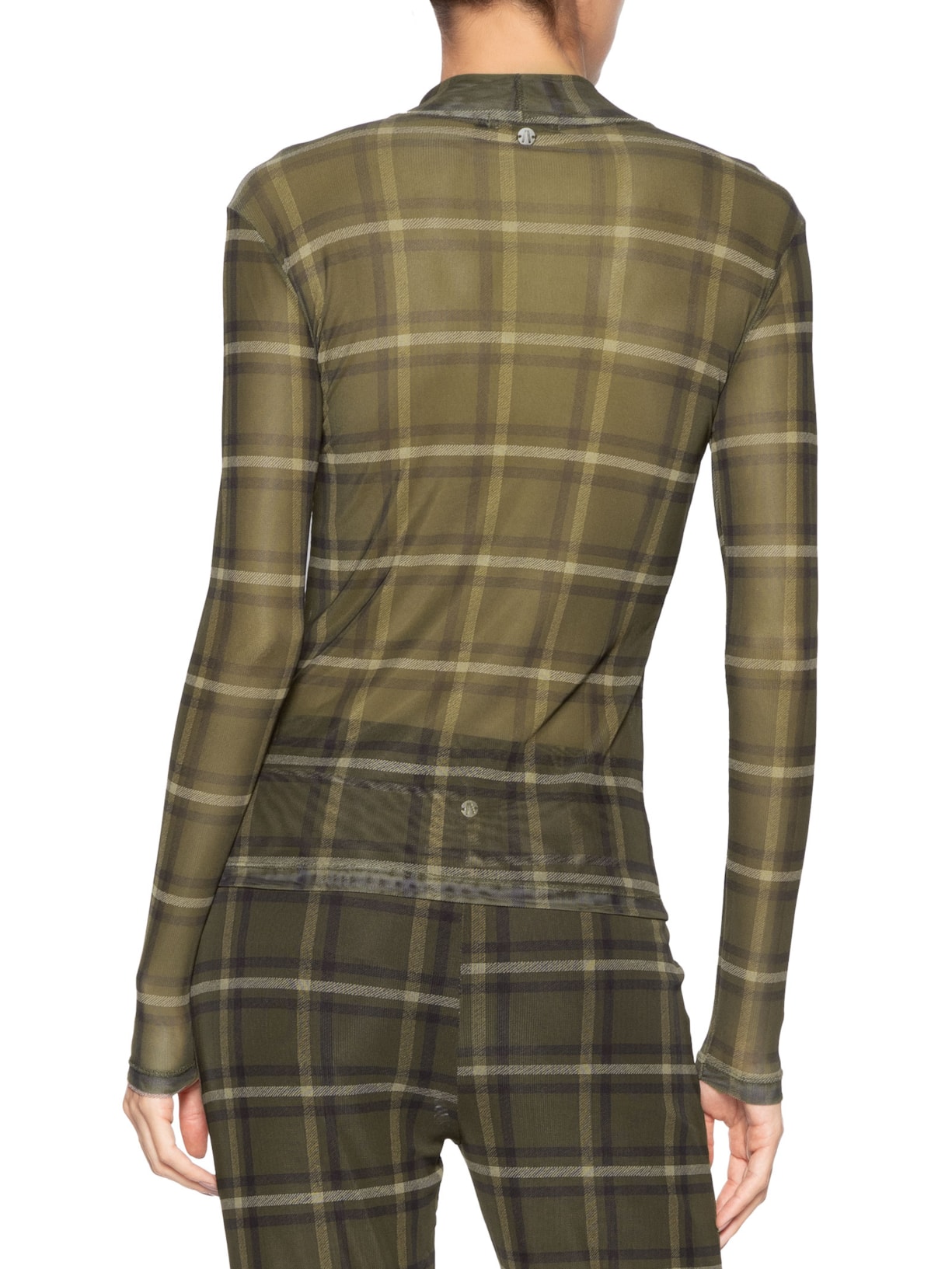 Blusa Feminina Tule Manga Longa Xadrez Verde Animale Jeans