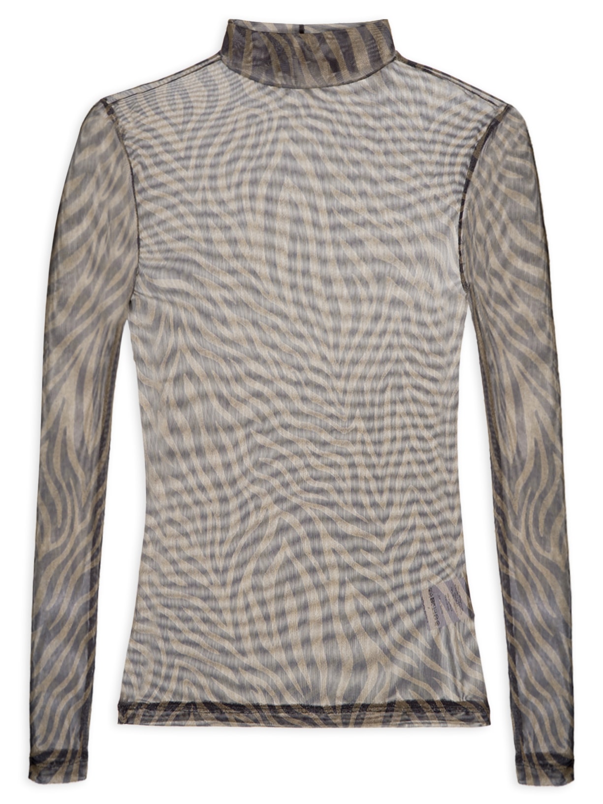 Blusa Feminina Tule Manga Longa Zebra - Marrom