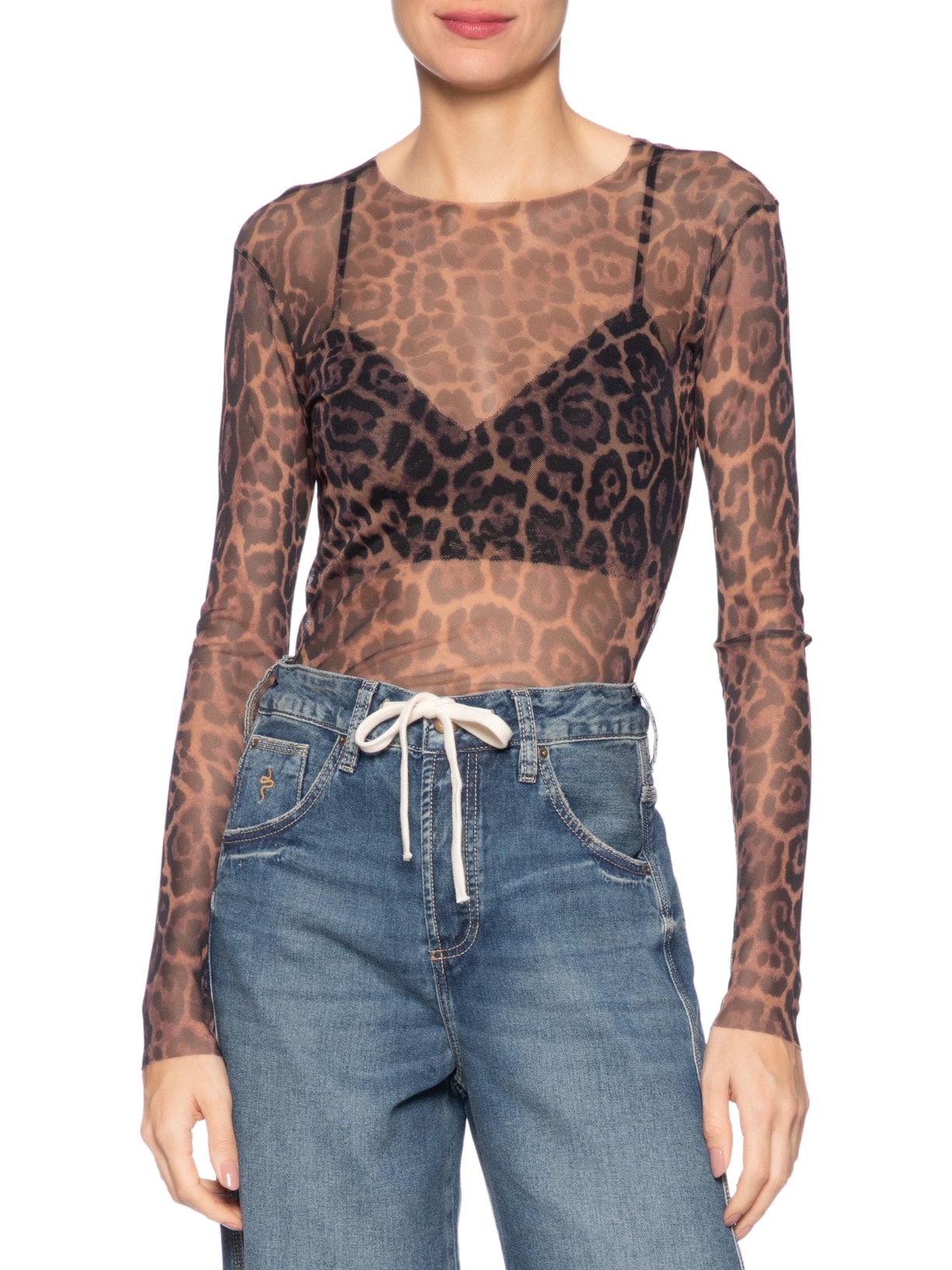 Blusa Feminina Tule Onça Animal Print Bo.bô