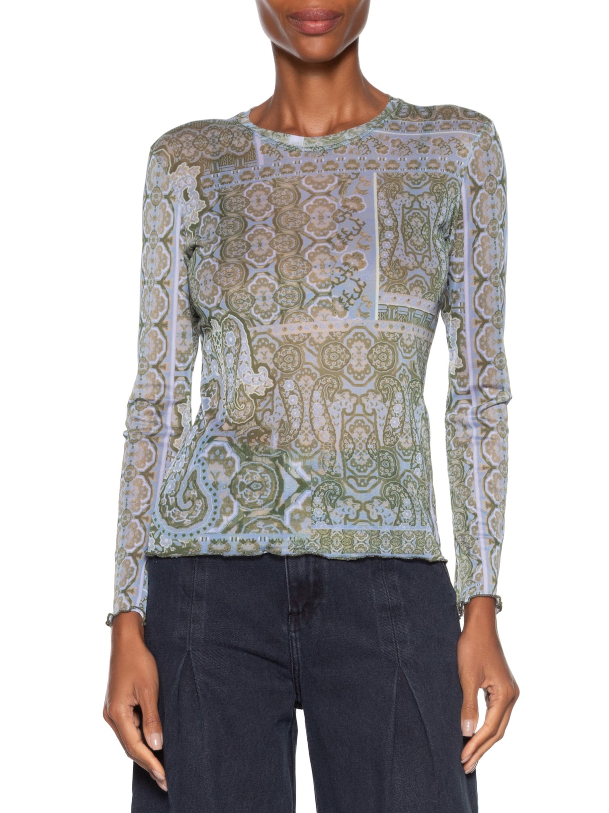 Blusa Feminina Tule Paisley Azul Le Lis