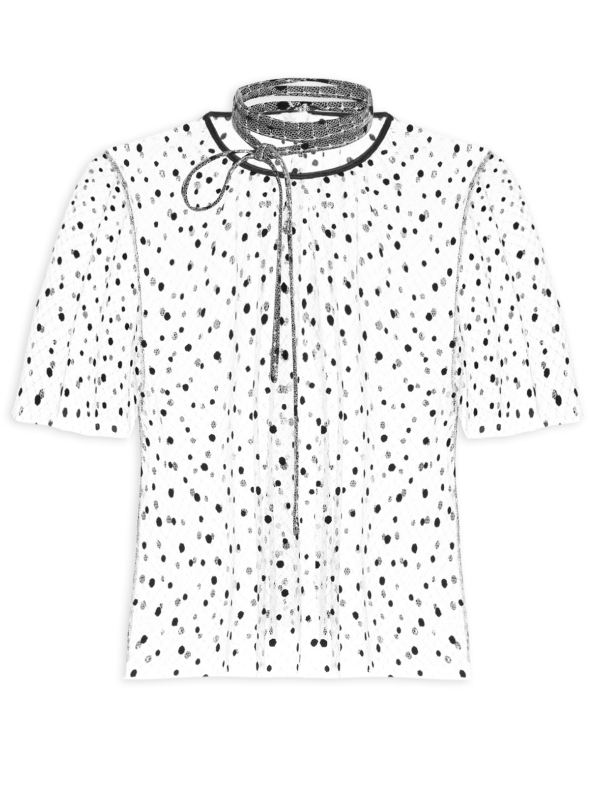 Blusa Feminina Tule Poá Plum - Off White