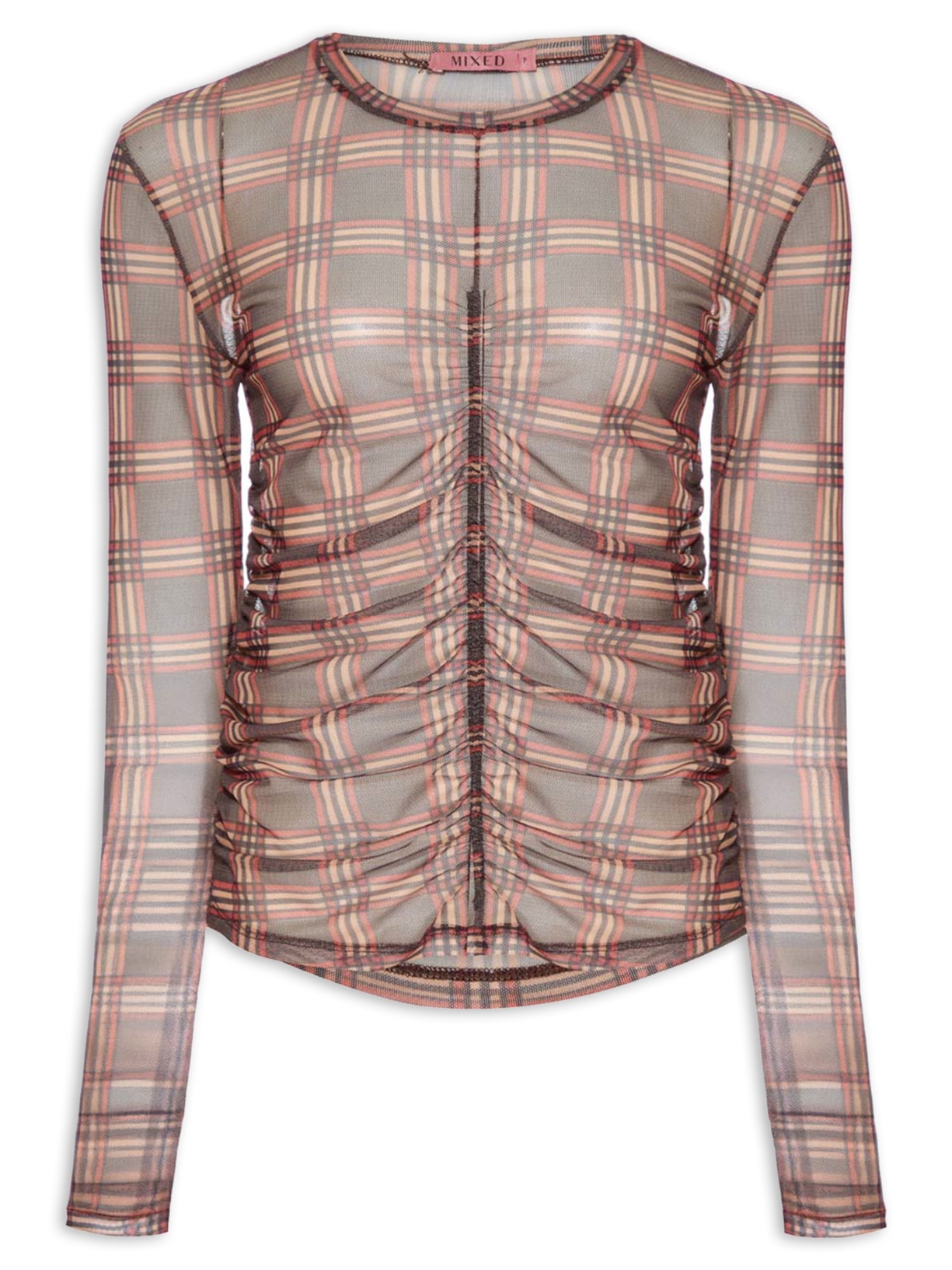 Blusa Feminina Tule Scotland Manga Longa I26 Marrom Mixed