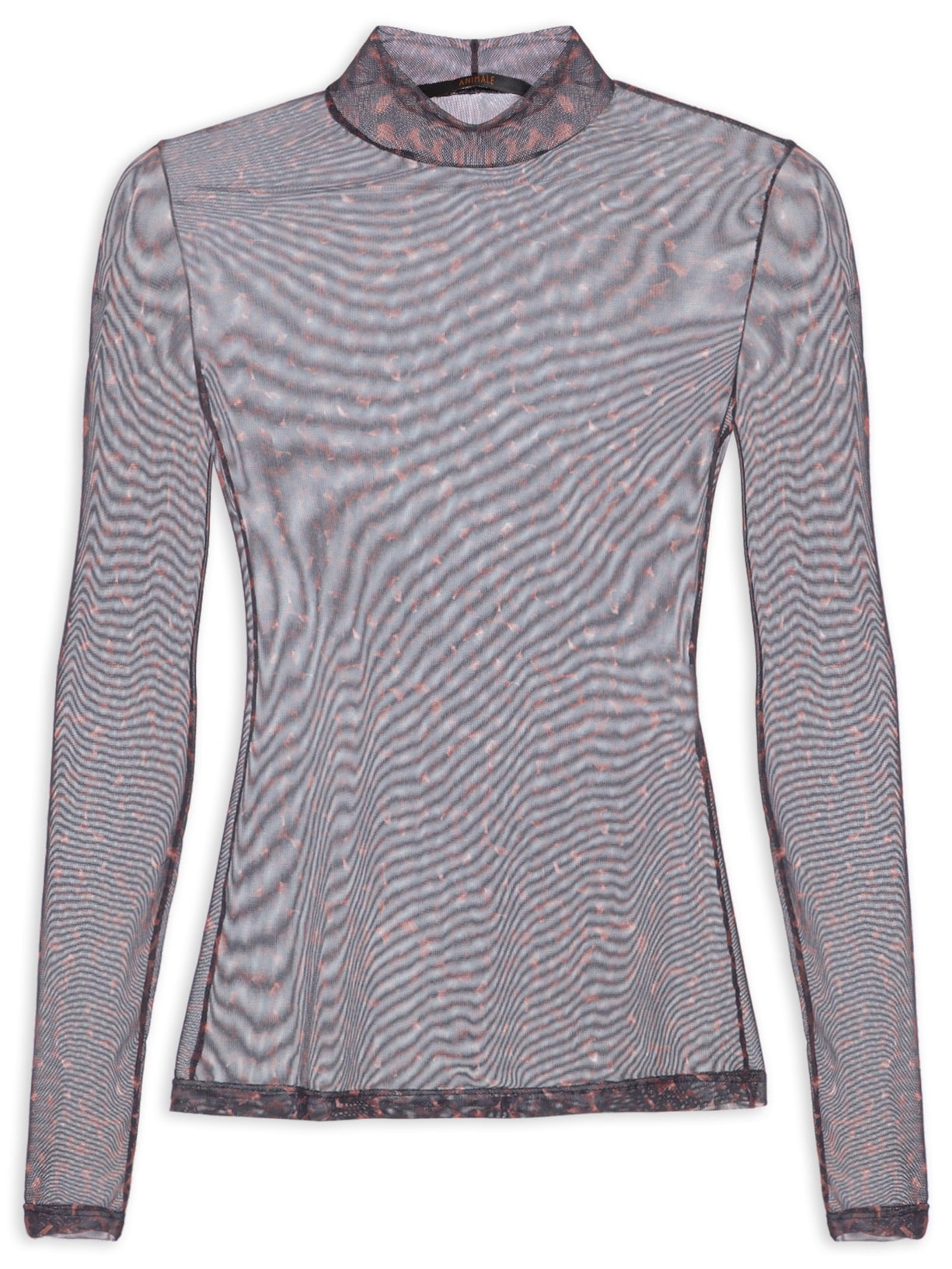 Blusa Feminina Tule Segunda Pele Textura Bean Col Marrom Animale