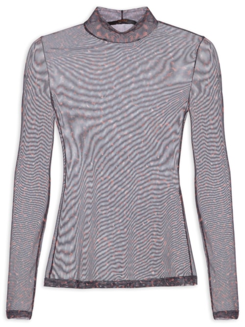 Blusa Feminina Tule Segunda Pele Textura Bean Col - Marrom