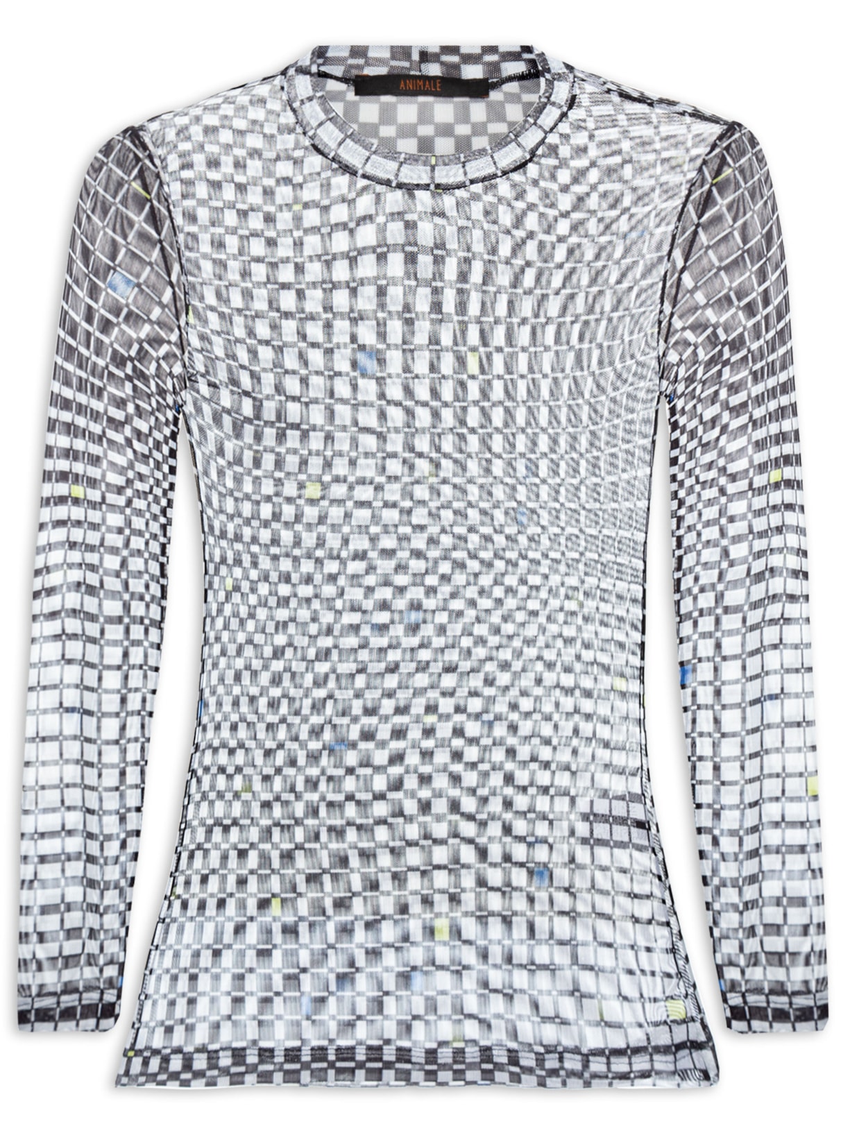 Blusa Feminina tule Xadrez Cromo - Preto