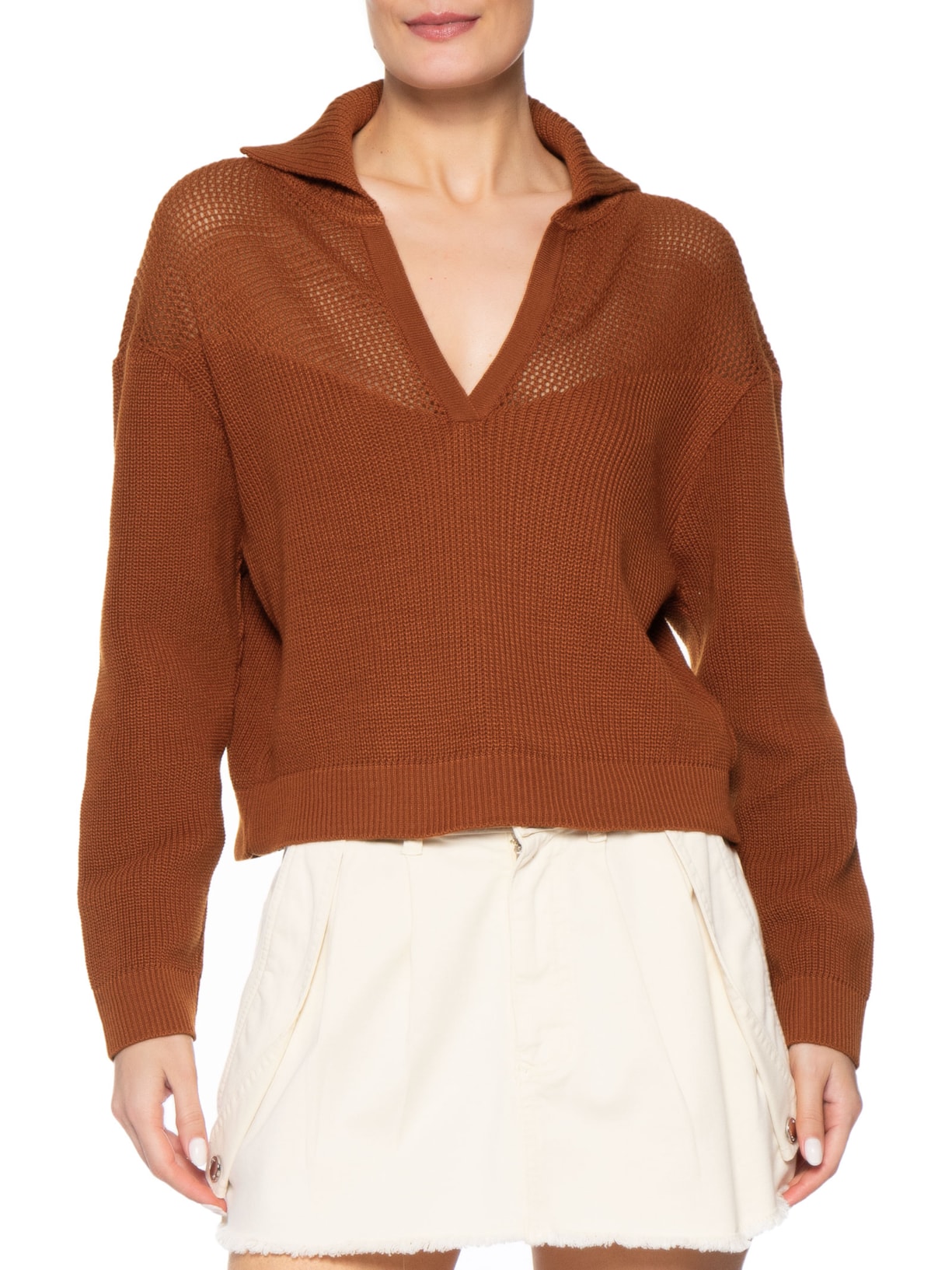 Blusa Feminina Tully Manga Longa Laranja Le Lis