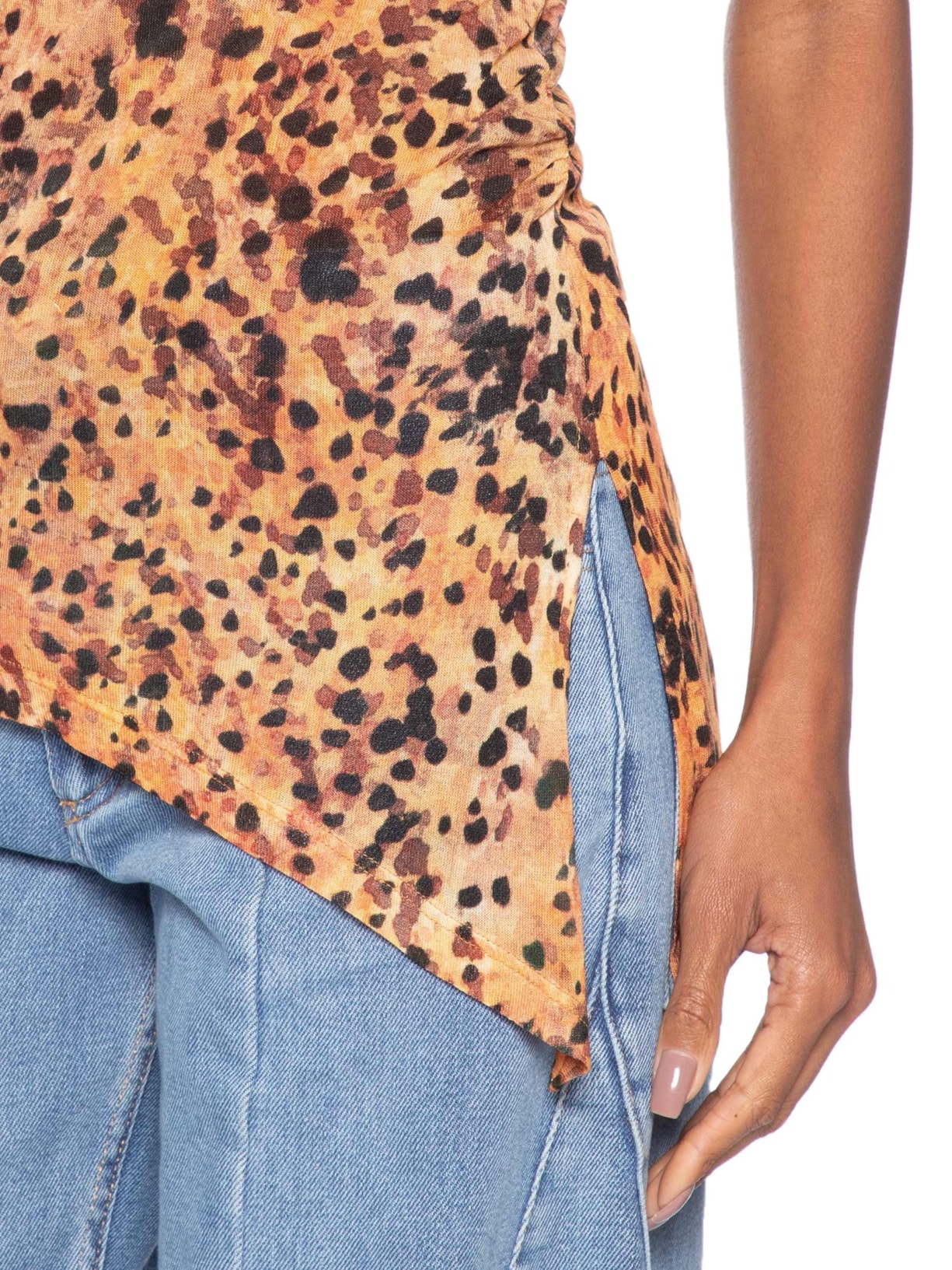 Blusa Feminina Túnica Fenda Lateral – Marrom Animale