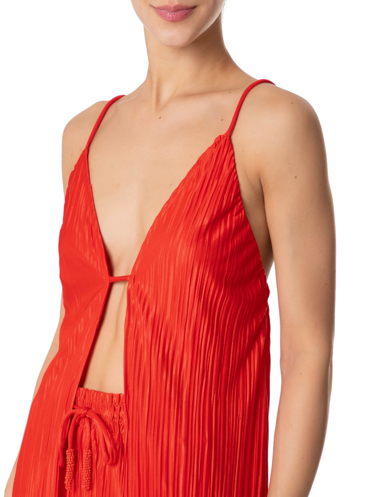 Blusa Feminina Túnica Plissada Vermelho Farm