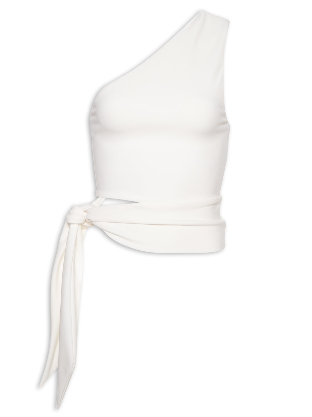 Blusa Feminina Um Ombro Só Amarração Lateral - Branco