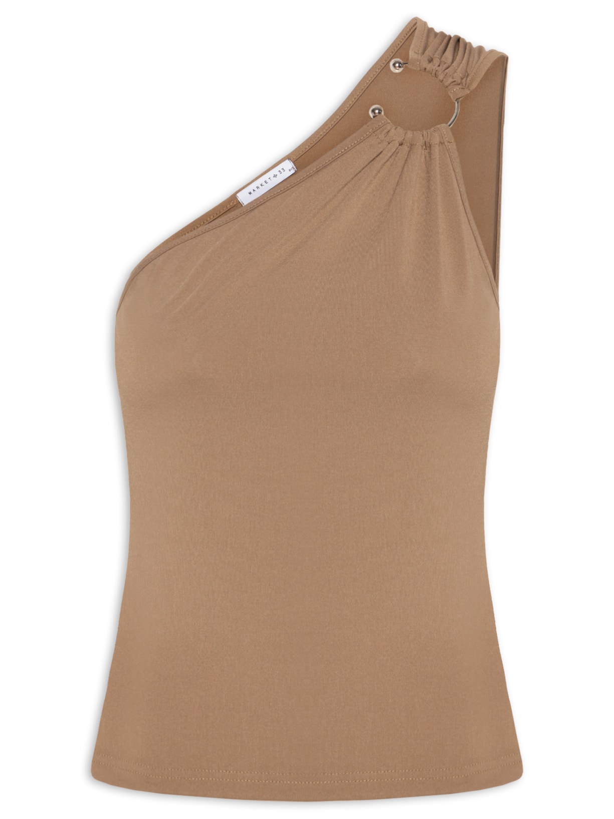 Blusa Feminina Um Ombro Só Com Metal - Bege