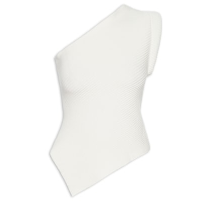 Blusa Feminina Um Ombro Só Em Tricot - Off White
