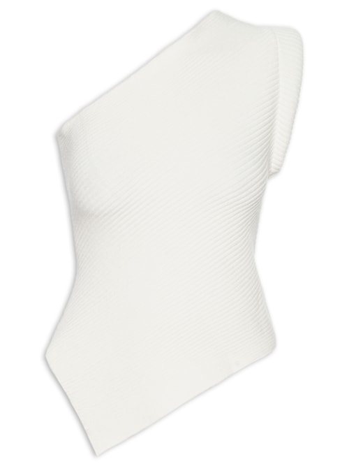 Blusa Feminina Um Ombro Só Em Tricot - Off White