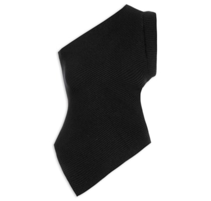 Blusa Feminina Um Ombro Só Em Tricot - Preto