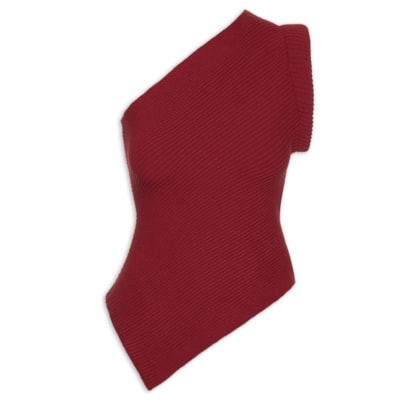Blusa Feminina Um Ombro Só Em Tricot - Vermelho