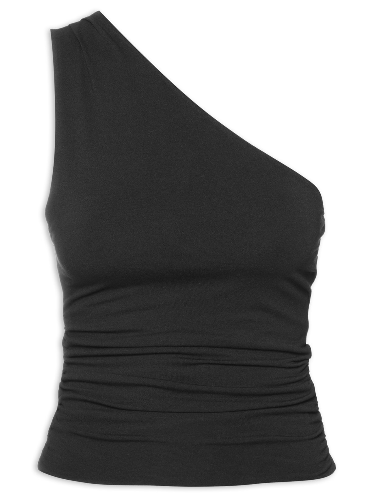 Blusa Feminina Um Ombro Só Franzida - Preto