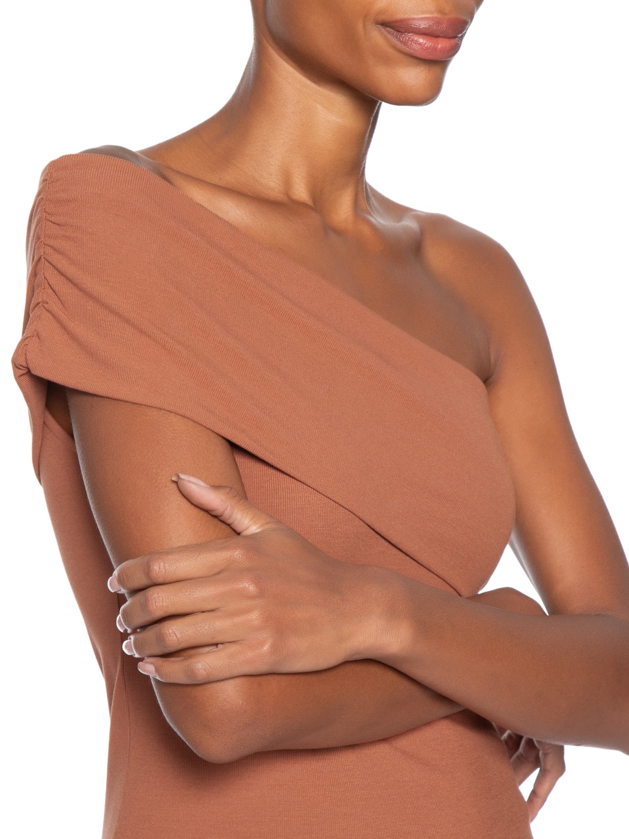 Blusa Feminina Um Ombro Só Marrom Maria Filó