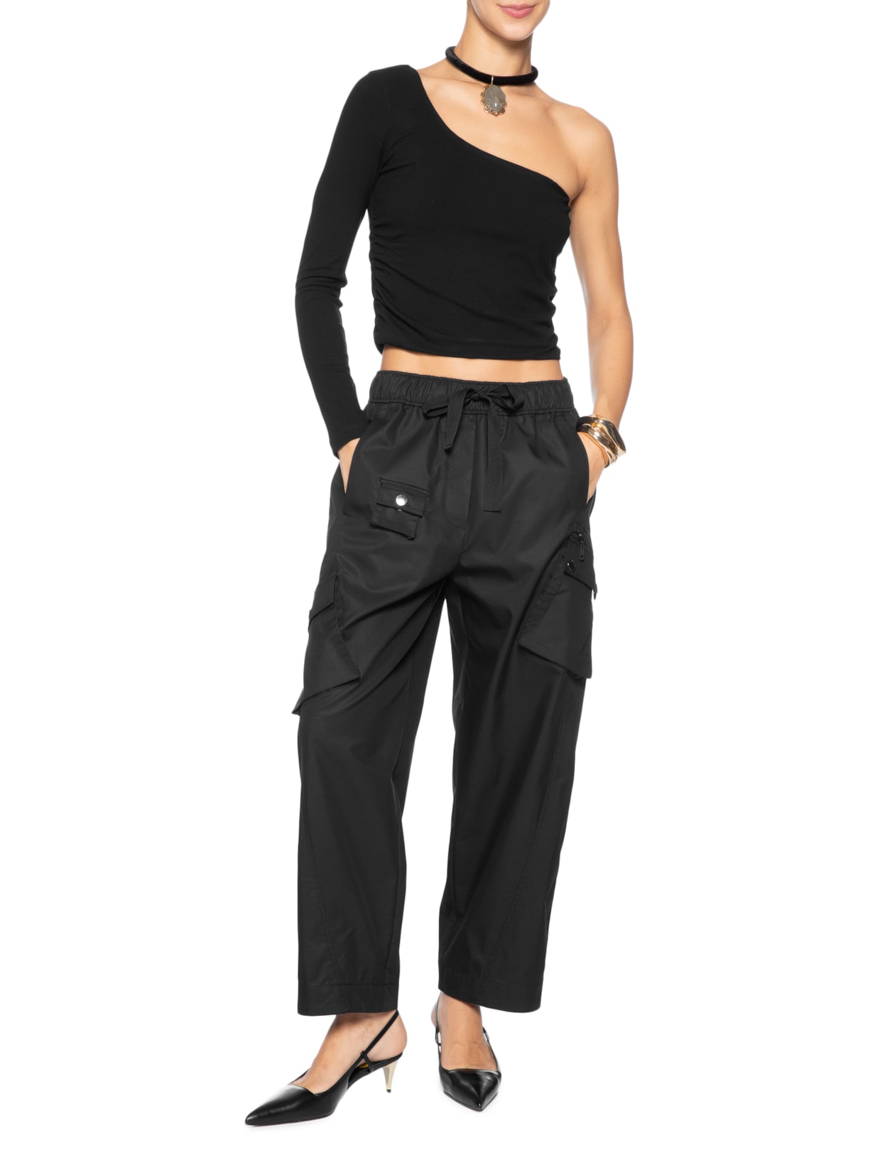 Blusa Feminina Um Ombro Só Preto Animale