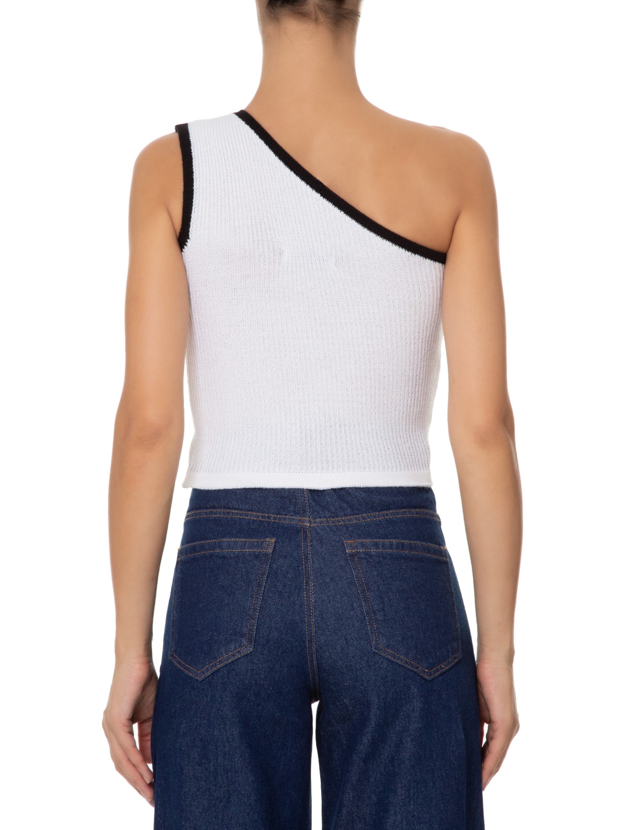 Blusa Feminina Um Ombro Só Tricot Branco '2Essential