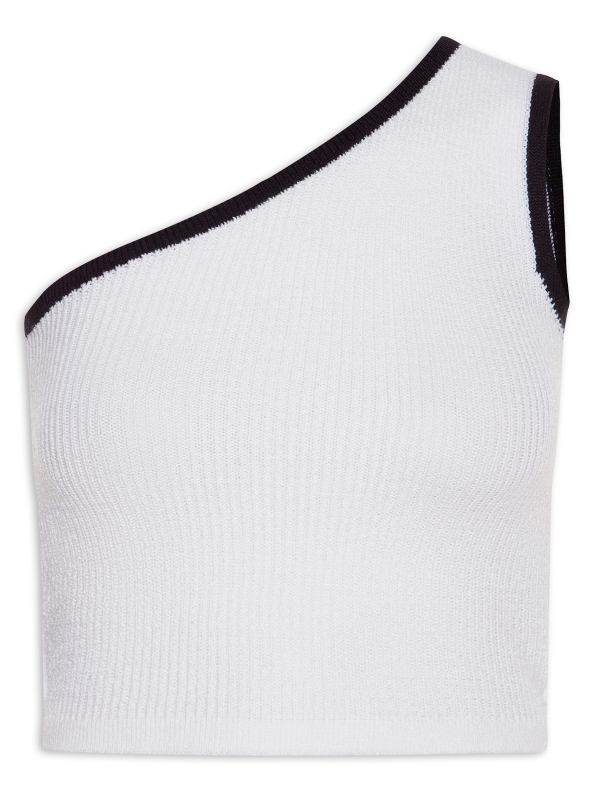 Blusa Feminina Um Ombro Só Tricot - Branco