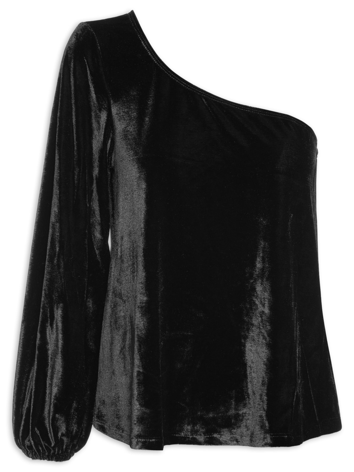 Blusa Feminina Veludo Ombro Só - Preto