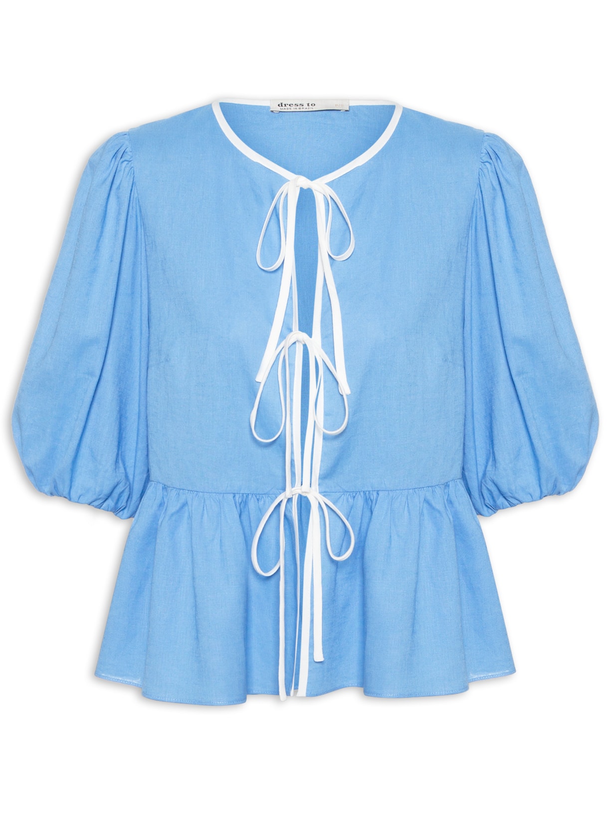 Blusa Feminina Viés Contrastante - Azul