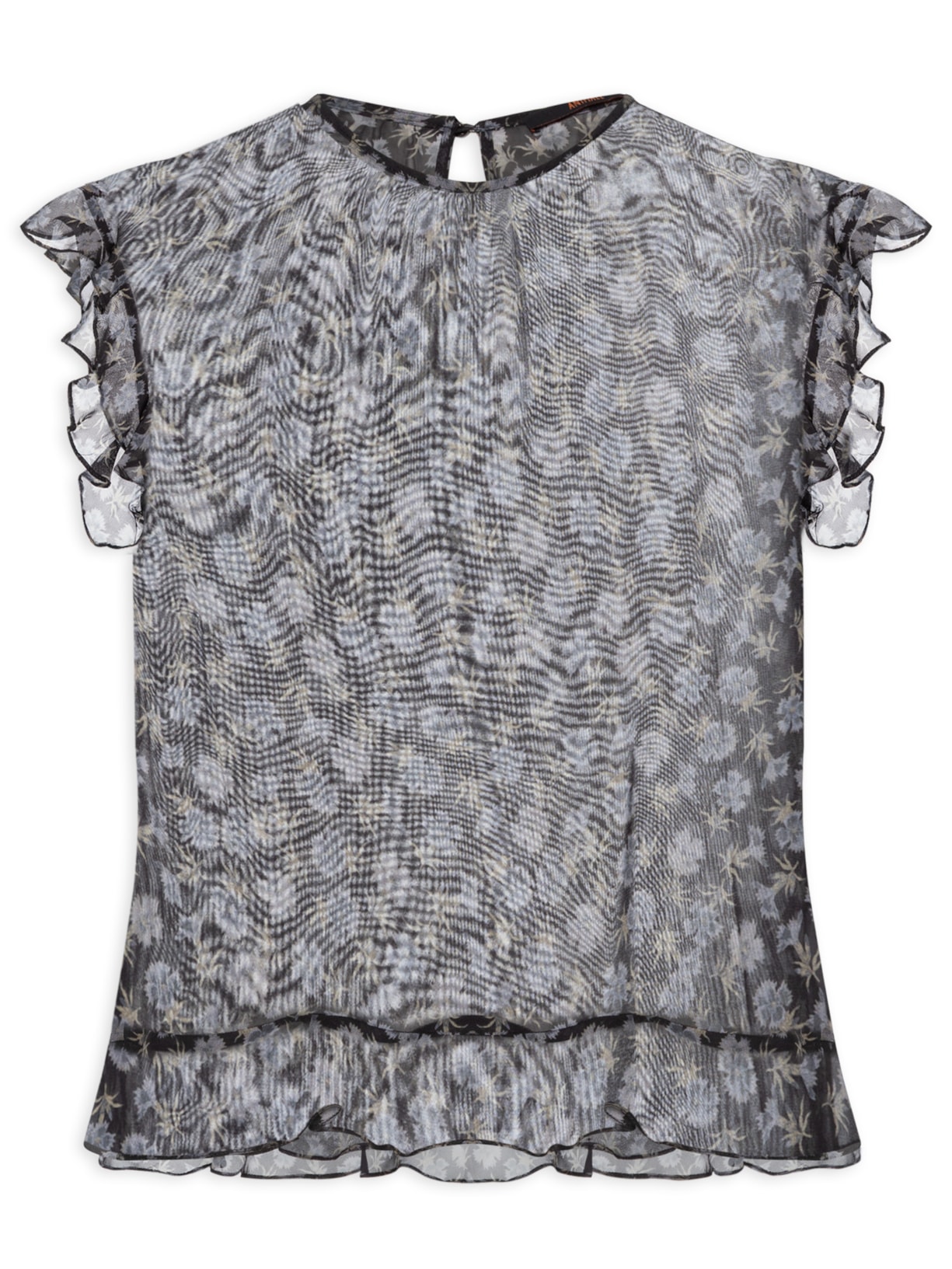 Blusa Feminina Wizzi Floral Seco - Preto