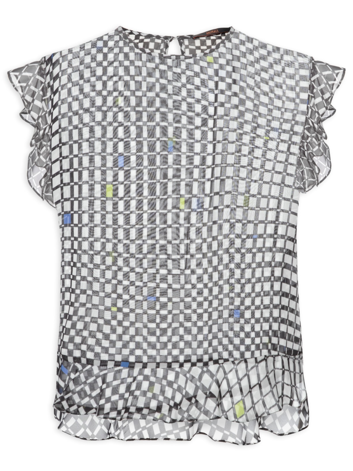 Blusa Feminina Wizzi Xadrez Cromo Glitch - Preto