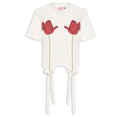 Blusa Feminino Laço De Flor - Branco