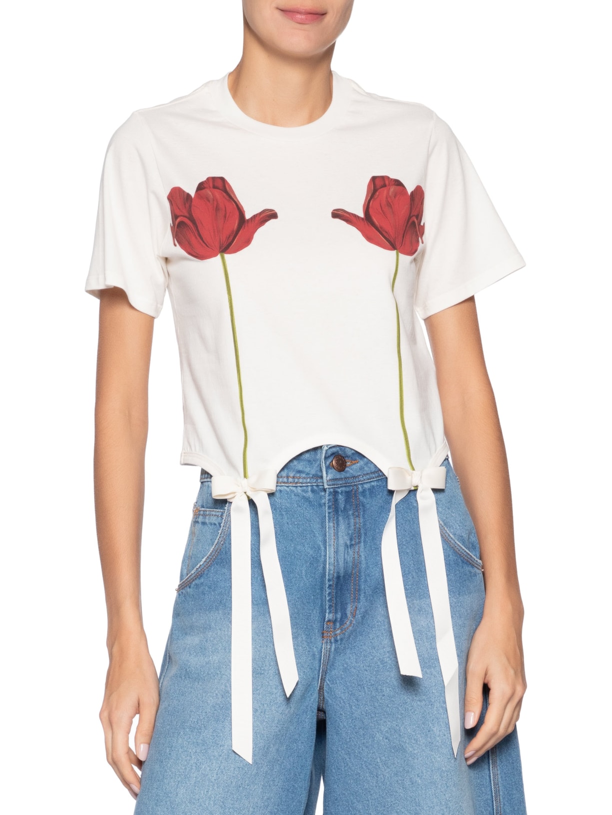 Blusa Feminino Laço De Flor Branco Farm