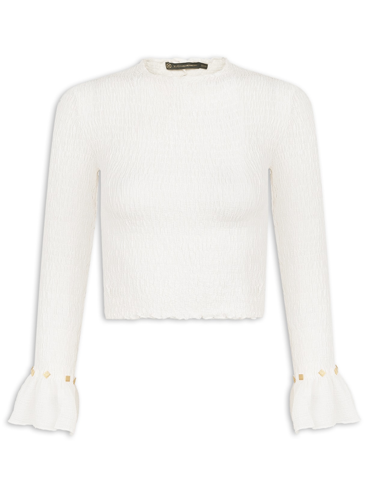 Blusa Feminino Manga Longa Belle Det - Branco