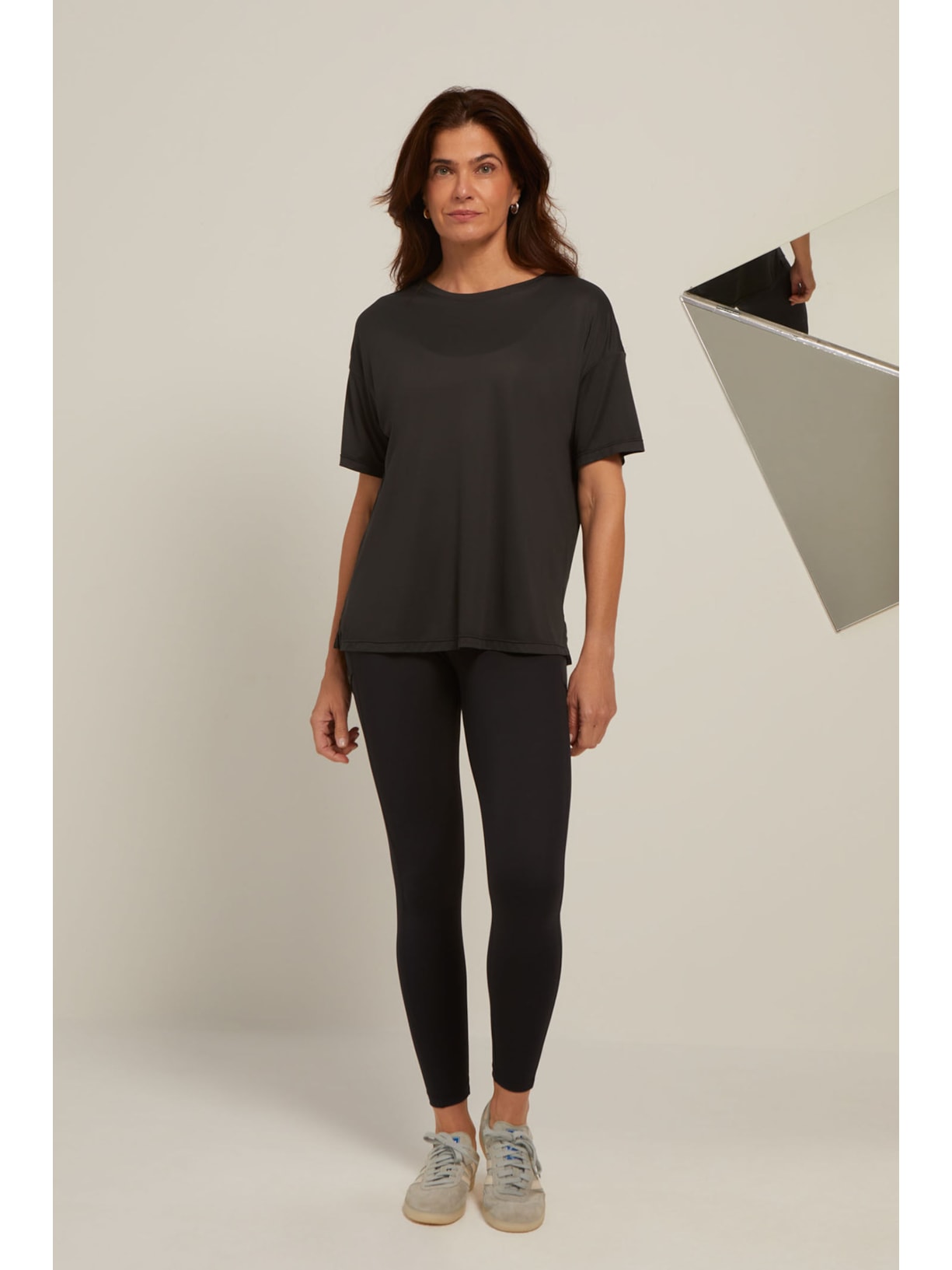 Blusa Fitness Longa Preta Uv Dry Palma Yogini