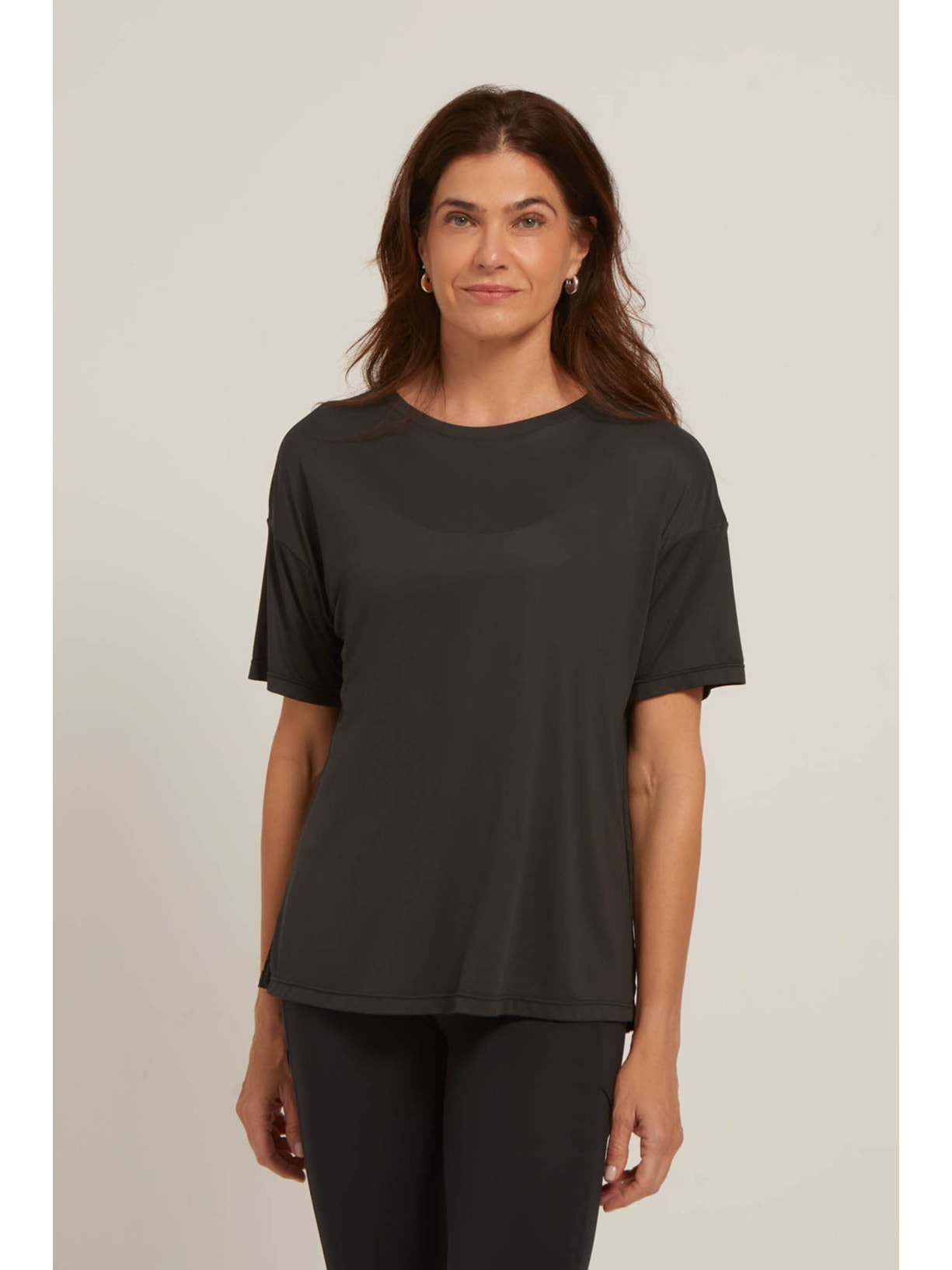 Blusa Fitness Longa Preta Uv Dry Palma Yogini