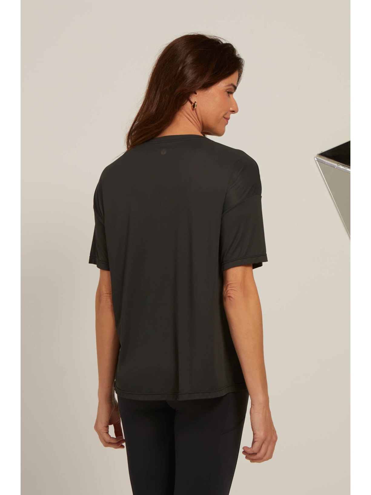 Blusa Fitness Longa Preta Uv Dry Palma Yogini