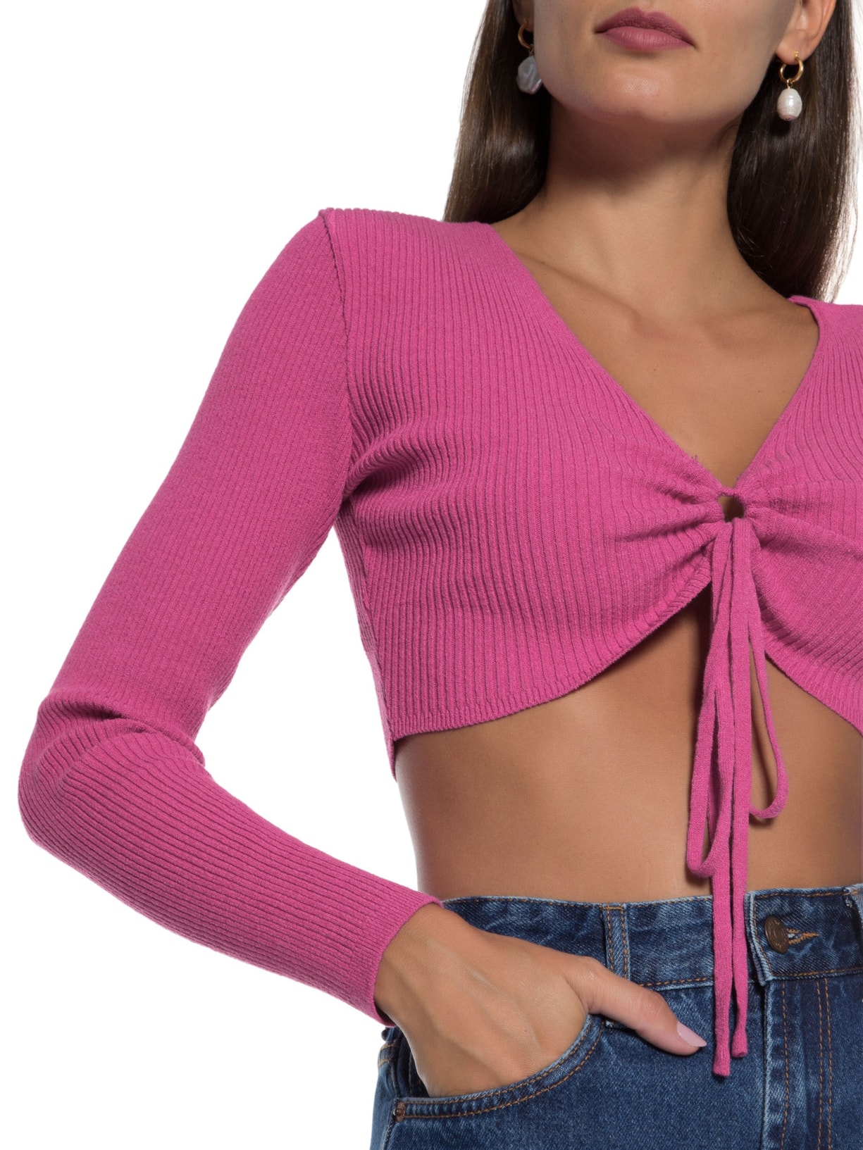 Blusa Franzida Tricot Rosa Dress To