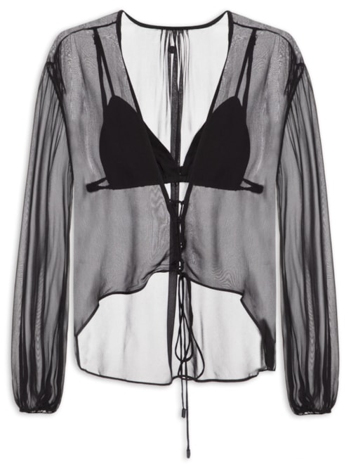 Blusa GGT Trançado Frente Feminina – Preto