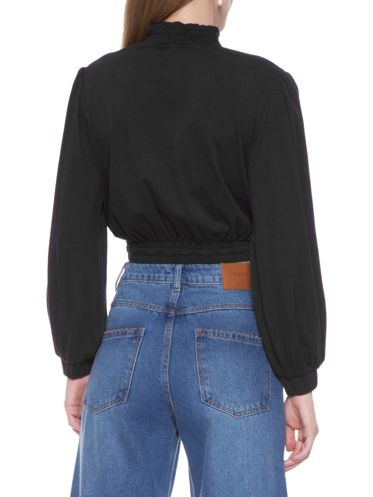 Blusa Gola Lastex Bordado Love Preto Dress To