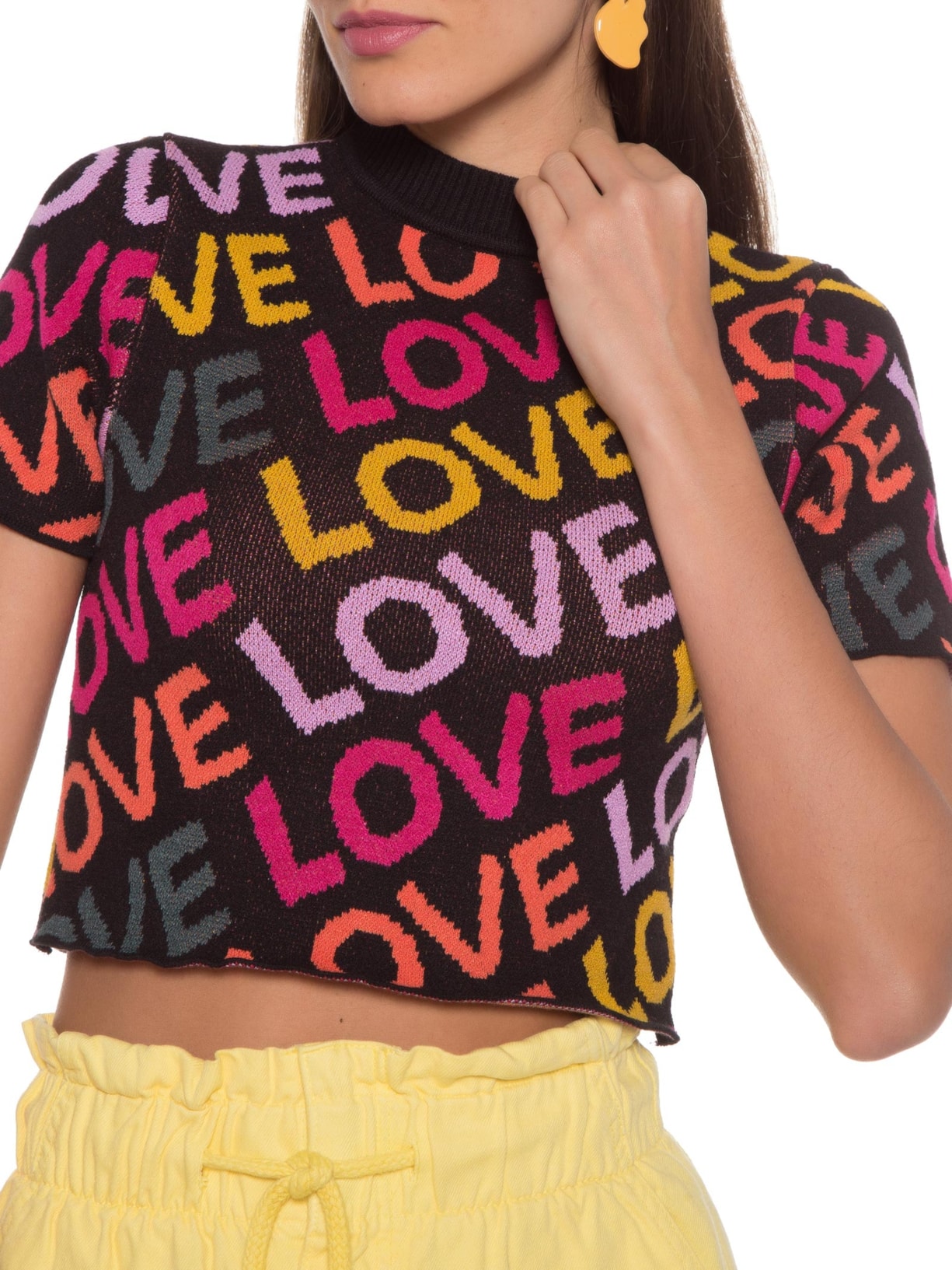 Blusa Jacquard Love Preto Dress To