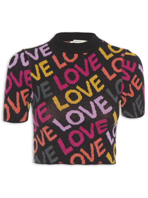 Blusa Jacquard Love - Preto