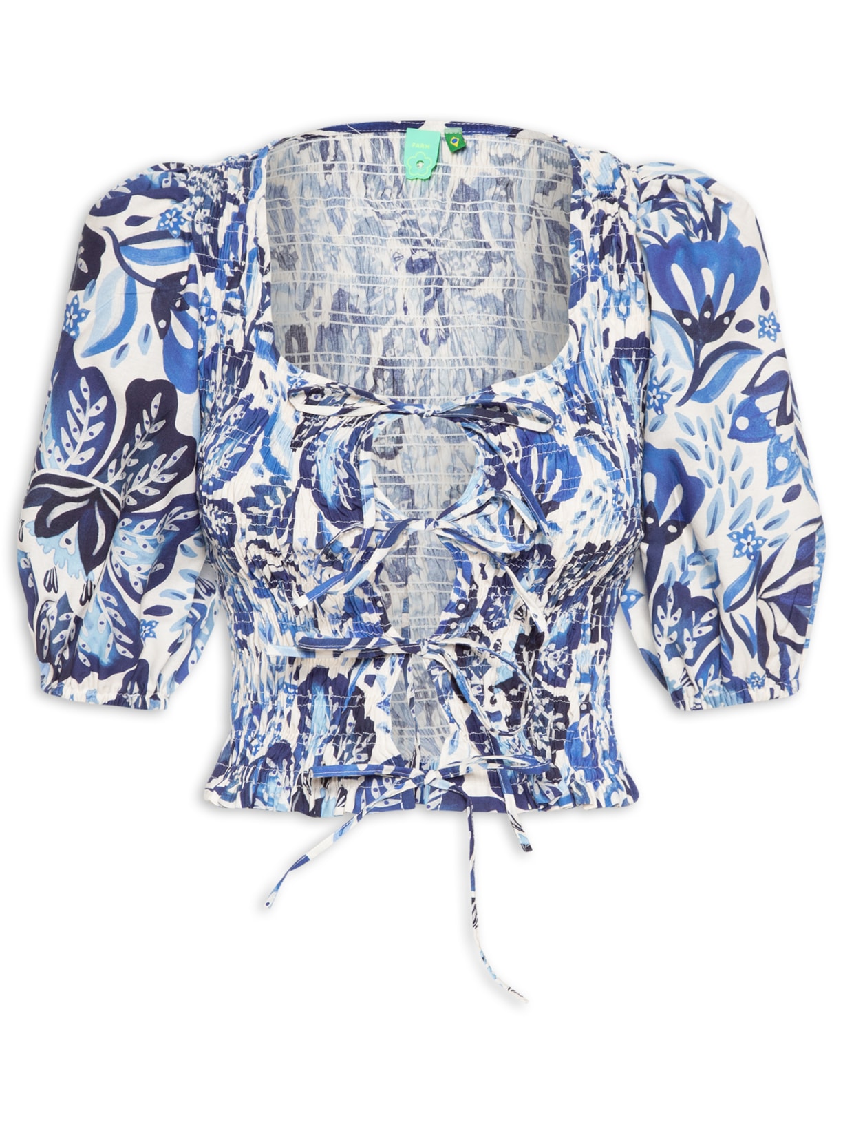 Blusa Lastex Manga Paraíso De Flor - Branco