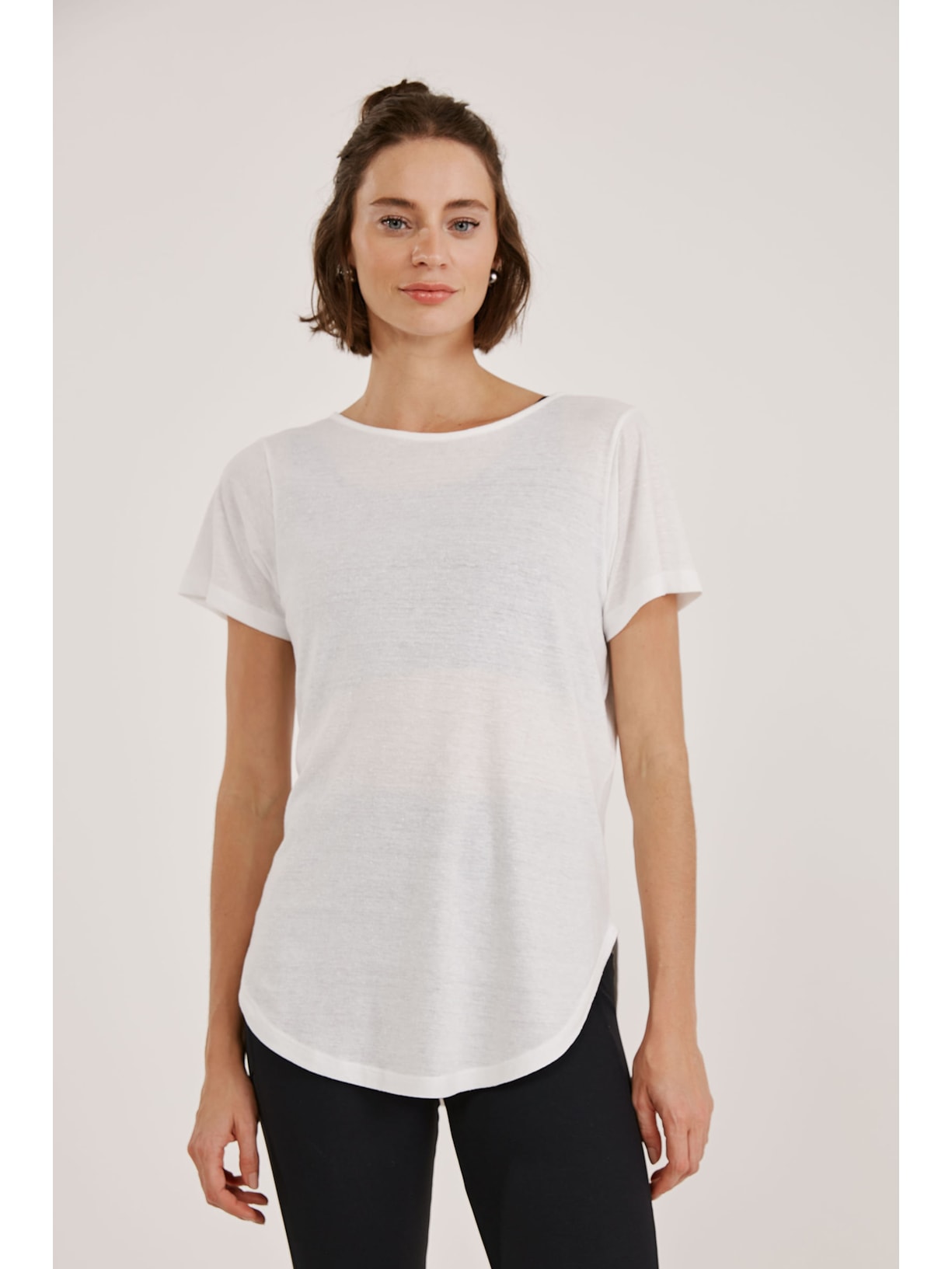 Blusa Long Branca Recycled Aruna Yogini