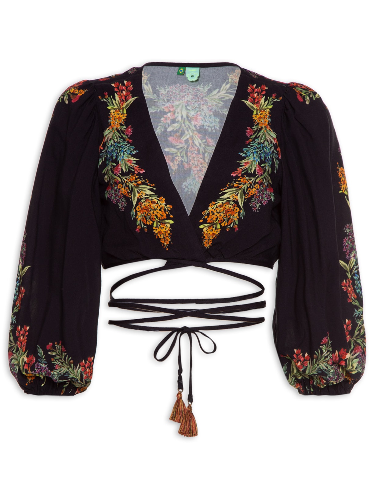 Blusa Louise Floral Farm Preto Farm