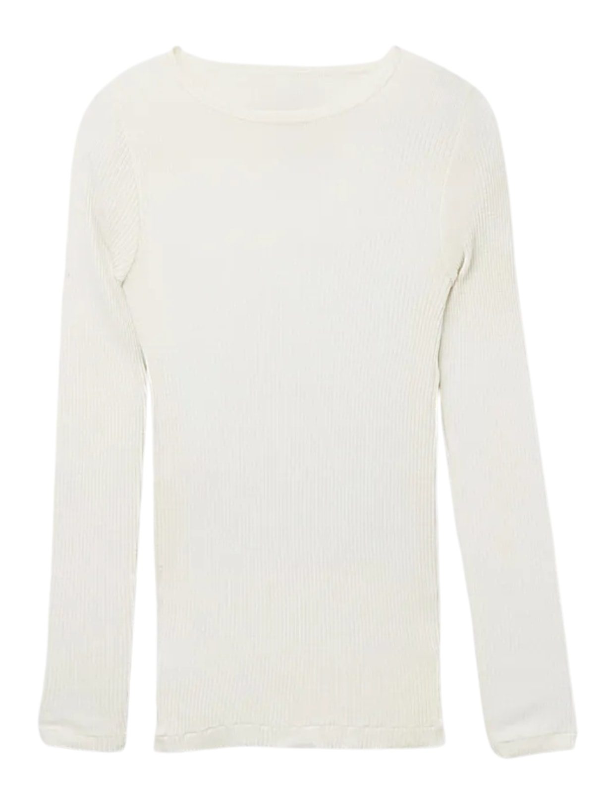 Blusa Manga Comprida Com Decote Amplo Em Lã e Seda - Marfim