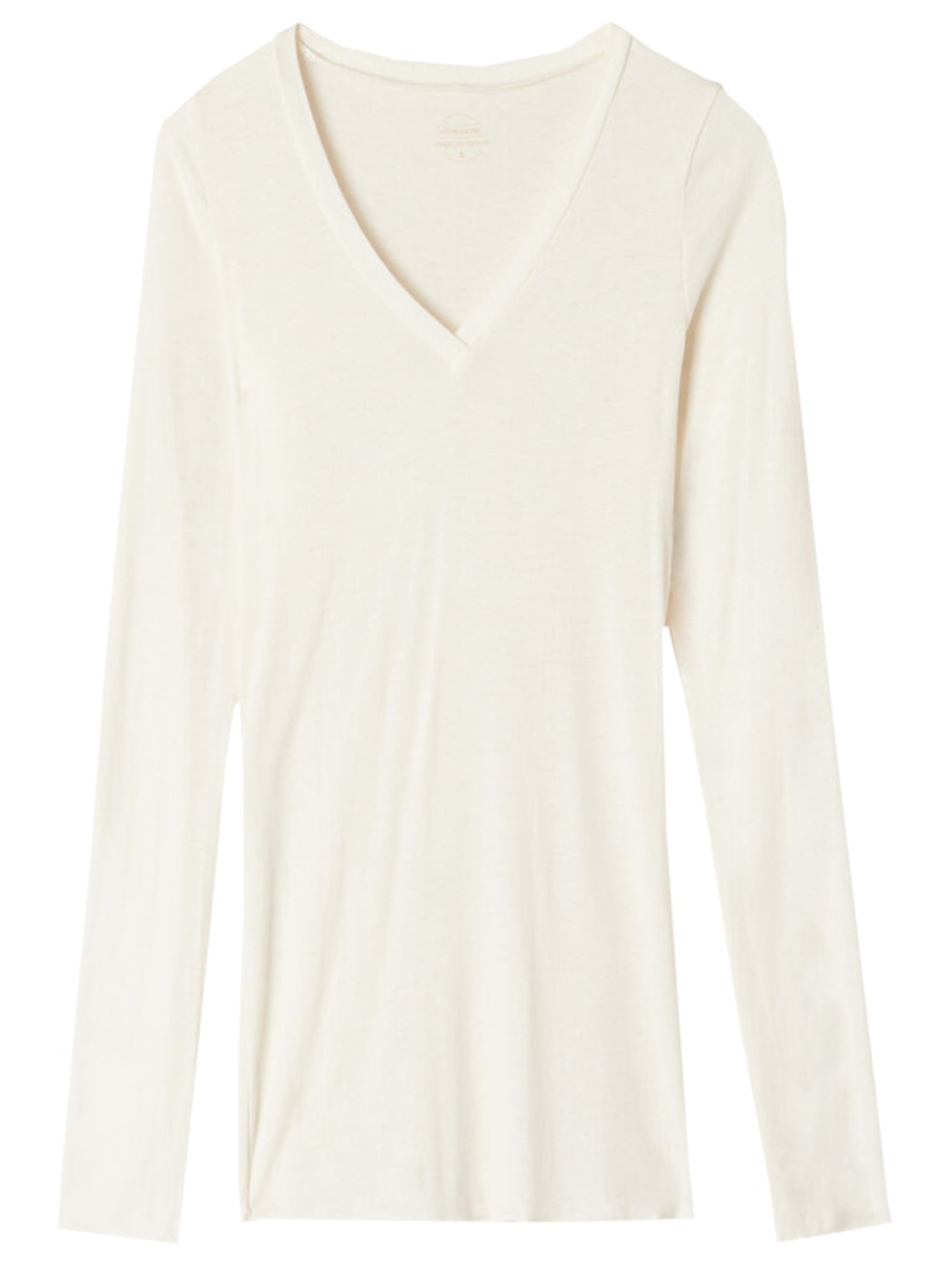 Blusa Manga Comprida Decote Em v Com Cashmere - Off-White