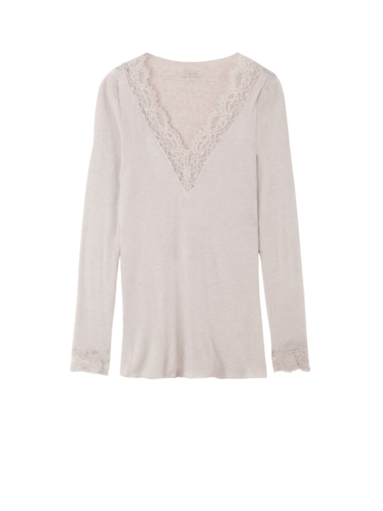 Blusa Manga Comprida Em Cashmere - Bege