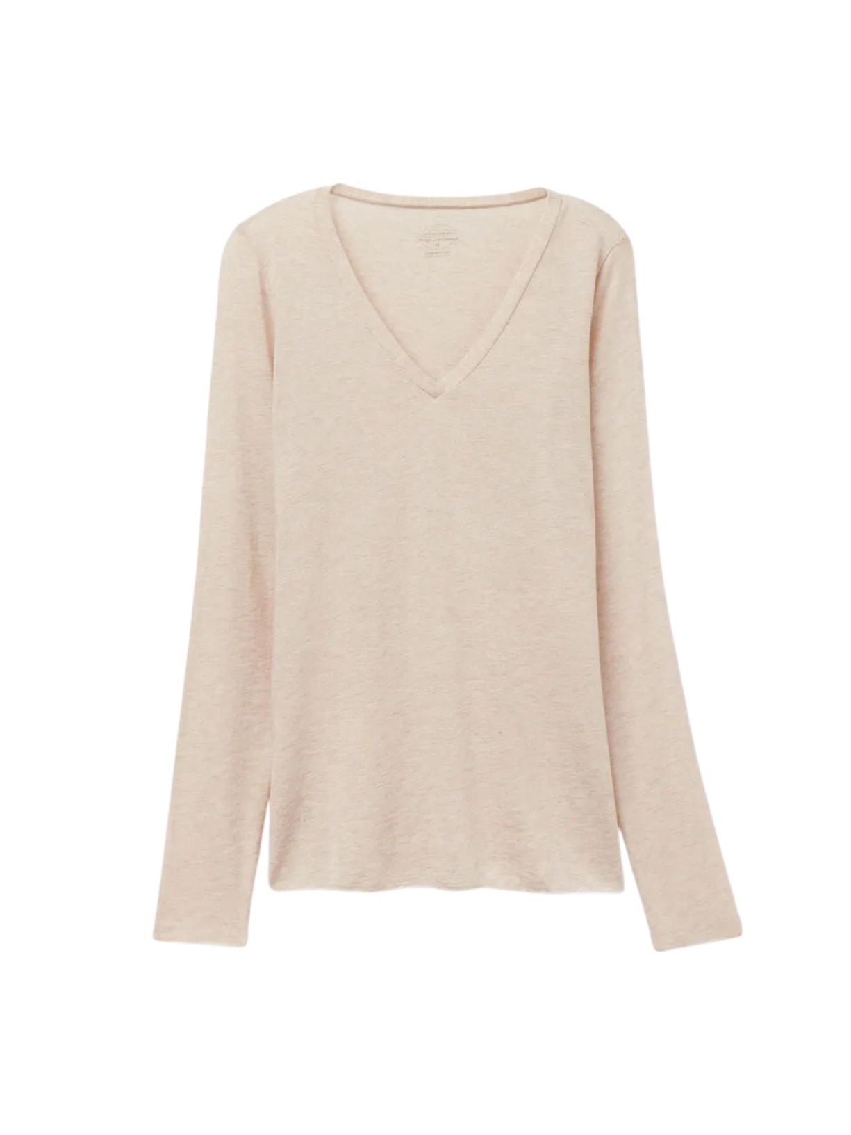 Blusa Manga Comprida Em Cashmere Com Decote Em v - Bege