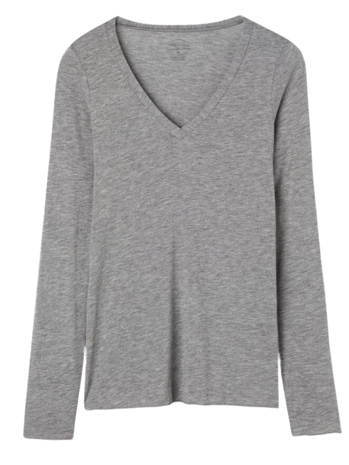 Blusa Manga Comprida Em Cashmere Com Decote Em v - Cinza
