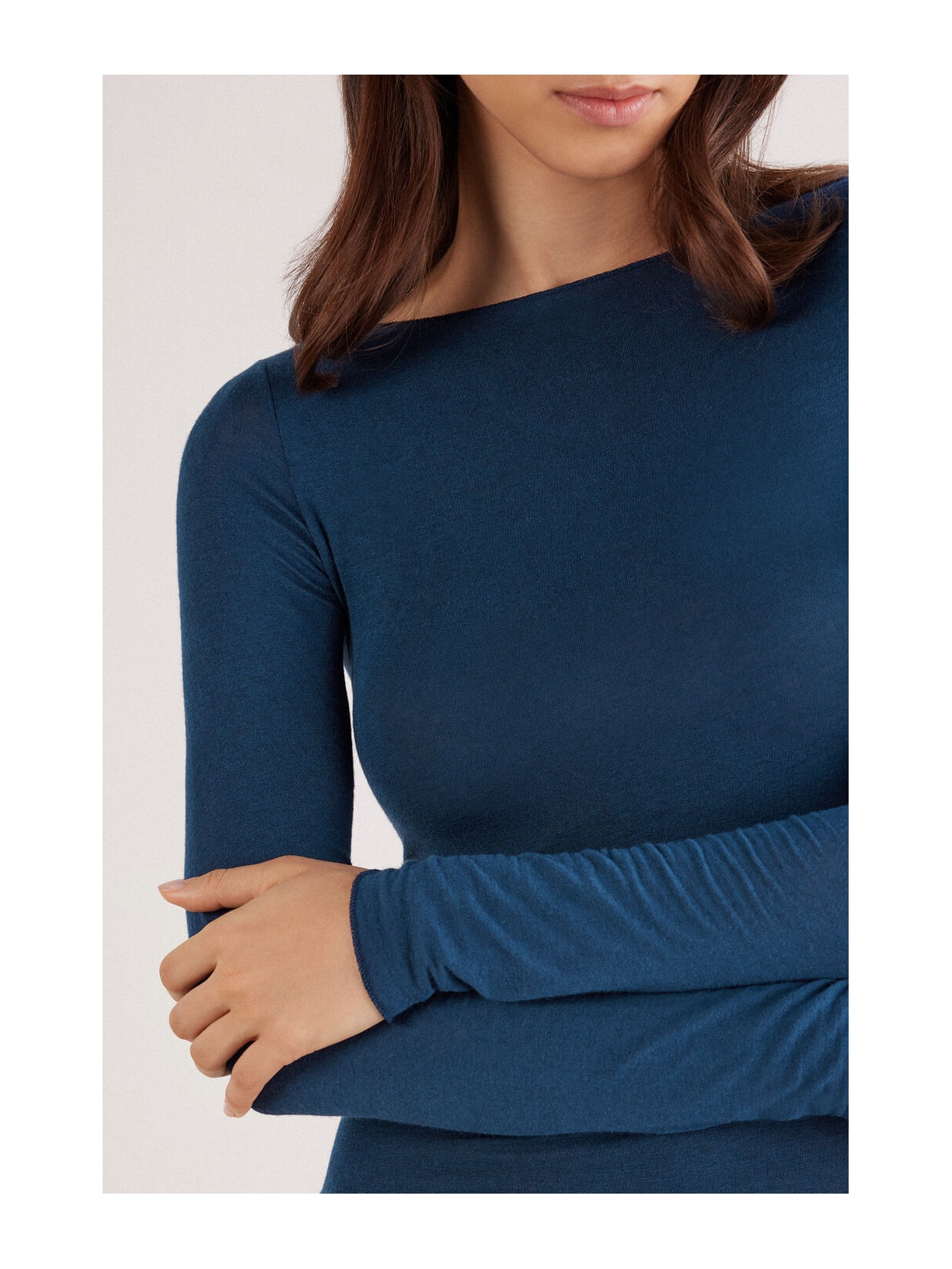 Blusa Manga Comprida Em Cashmere Ultralight Azul Intimissimi