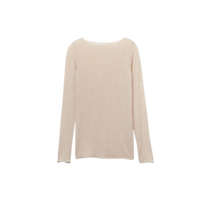 Blusa Manga Comprida Em Cashmere Ultralight - Bege